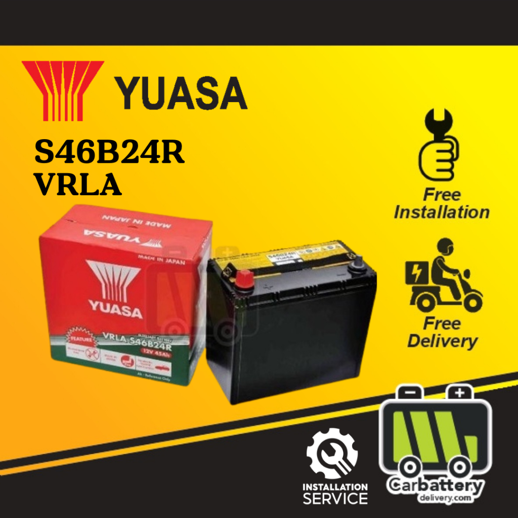 [installation Provided] Yuasa Vrla S46b24r Original Car Battery Bateri Kereta Toyota Prius