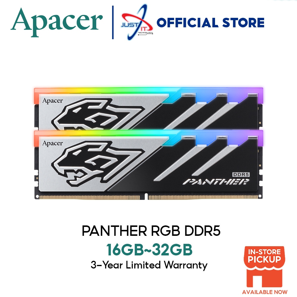 APACER PANTHER RGB 16GB (16x1) / 32GB (16*2) DDR5 5200MHZ/6000MHZ CL40 ...