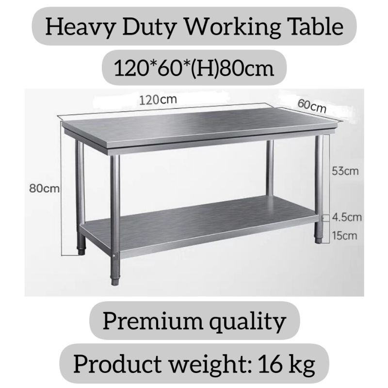 (Sarawak ready stock) Heavy duty stainless steel work table | Shopee ...