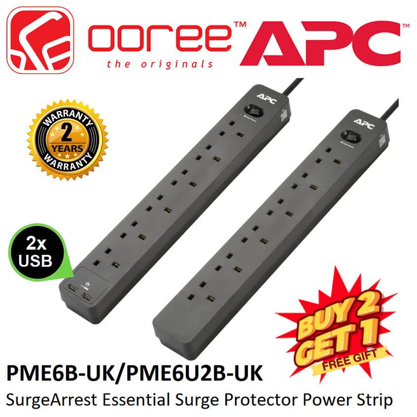 APC PME6BUK / PME6U2BUK (2USB PORT) / PM6UUK 6 UK PLUGS POWER STRIP