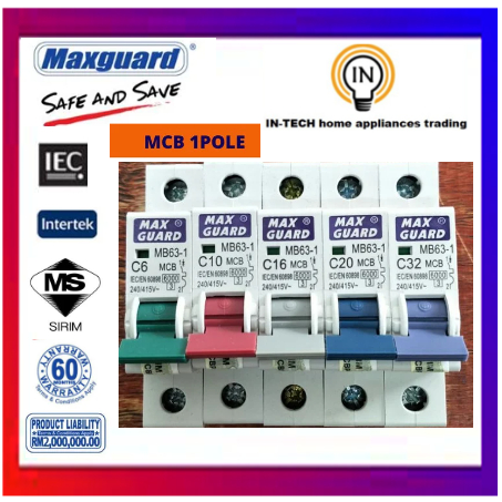 MAXGUARD 6A TO 32A 1POLE MCB (6kA MCB) | Shopee Malaysia