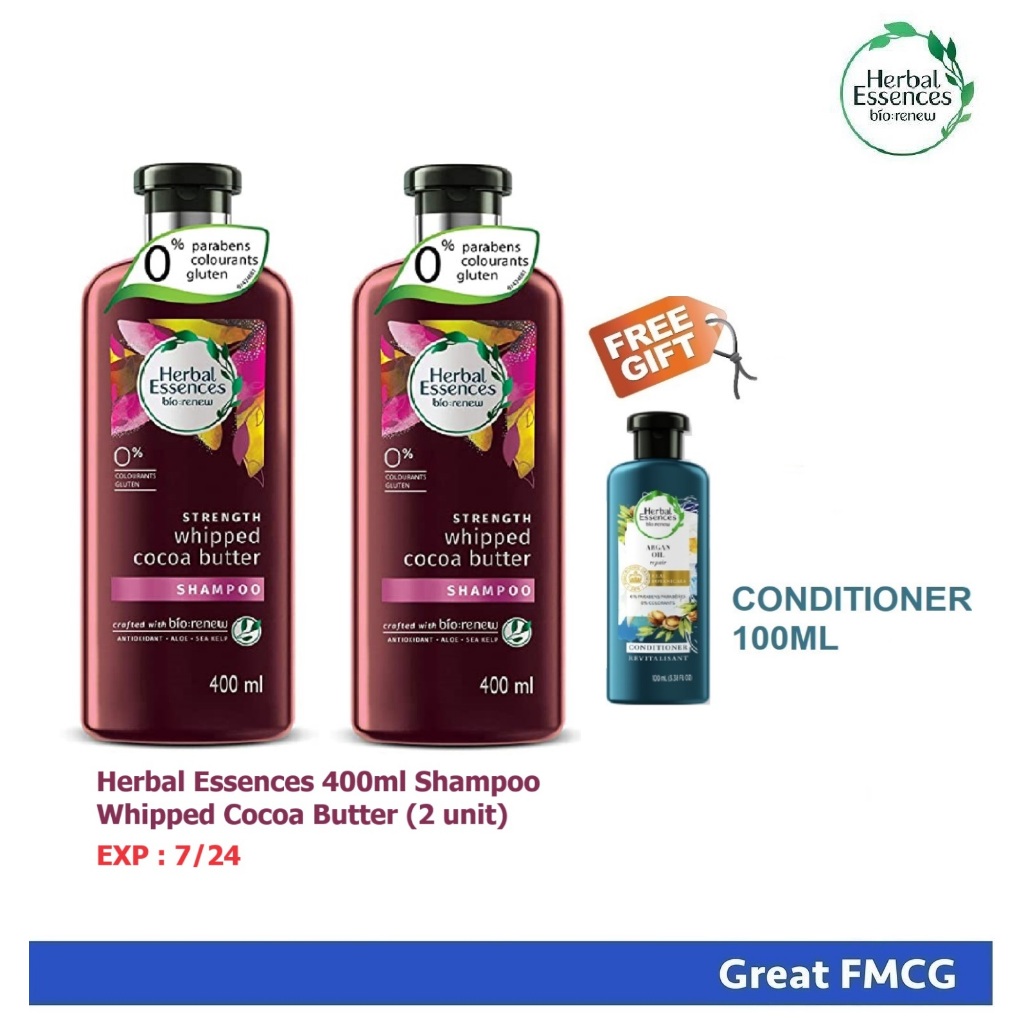 Herbal Essences Whipped Cocoa Butter Shampoo 400ml x 2 + FOC Herbal