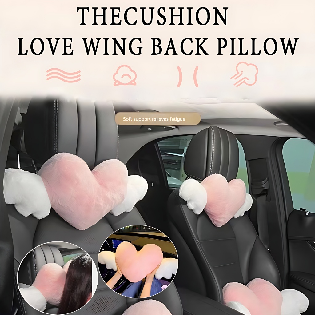 Car Headrest Heart-Shaped Car Decoration Plush Love Auto Neck Rest
