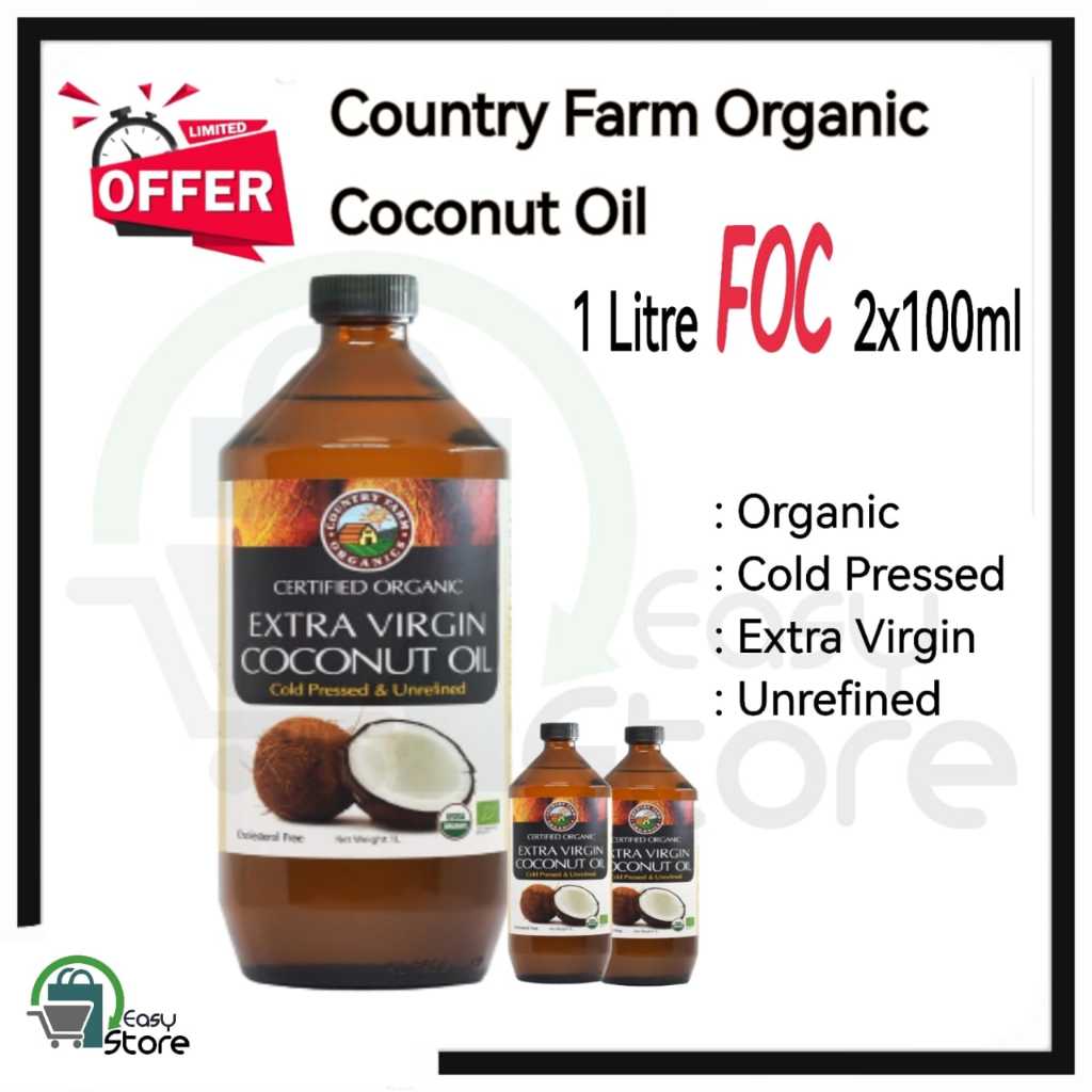 💢limited Promotion💢country Farms Organic Extra Virgin Cold Pressed Unrefined Coconut Oil 1l Foc