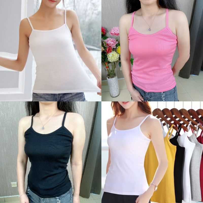 [Size S-2XL] Women Singlet Elastic Cotton Stripe / Wanita Singlet Murah ...