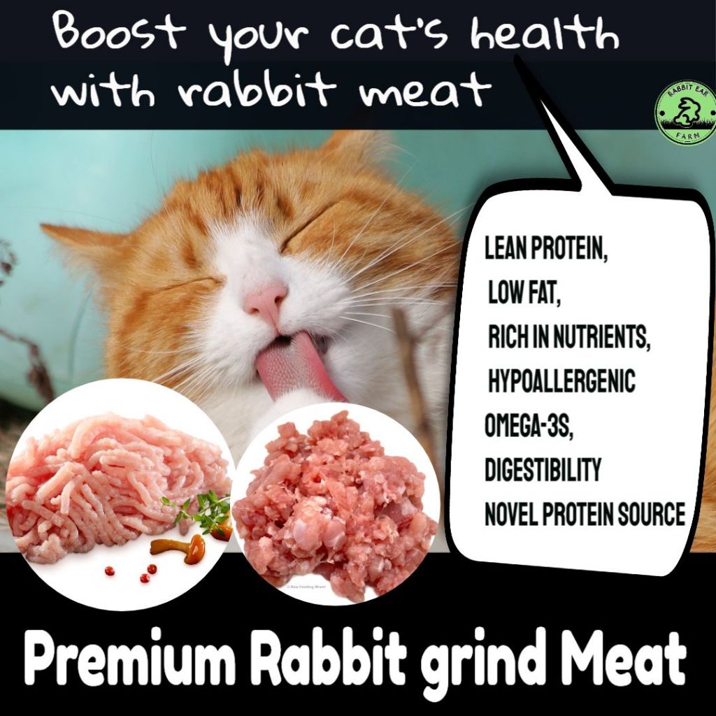 1KG Rabbit Grind Meat Raw Meat Cat Food 🐕🦮🐈🐕‍🦺🐈‍⬛ Cat Food Diet 100