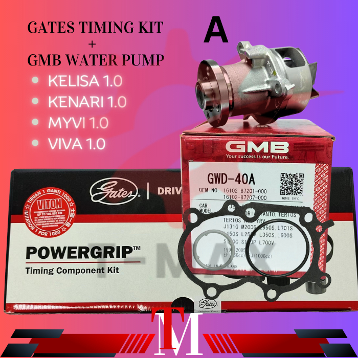 ( GATES ORIGINAL) TIMING KIT KELISA KENARI VIVA 850 1.0, MYVI 1.0 EJVE