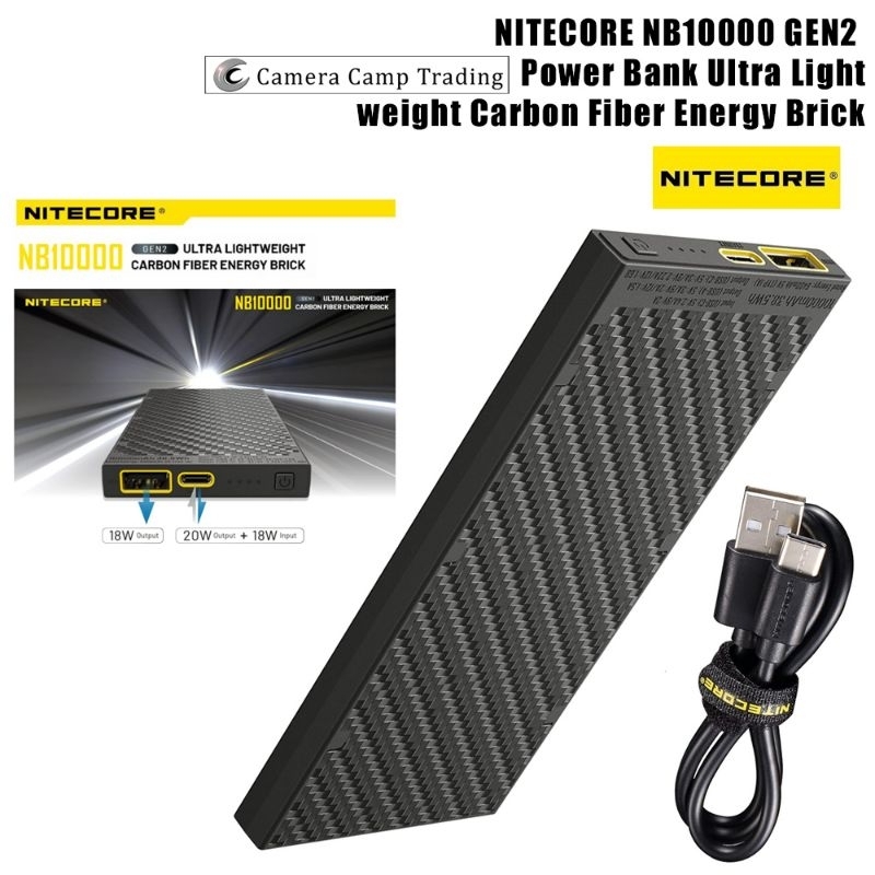 Nitecore Nb10000 Gen2 Power Bank Ultra Lightweight Carbon Fiber Energy Brick Shopee Malaysia 0235