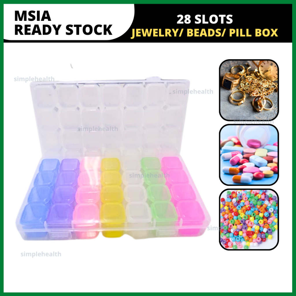 Portable Pill Jewelry Beads Box Bekas Ubat Organizer Storage Plastic ...