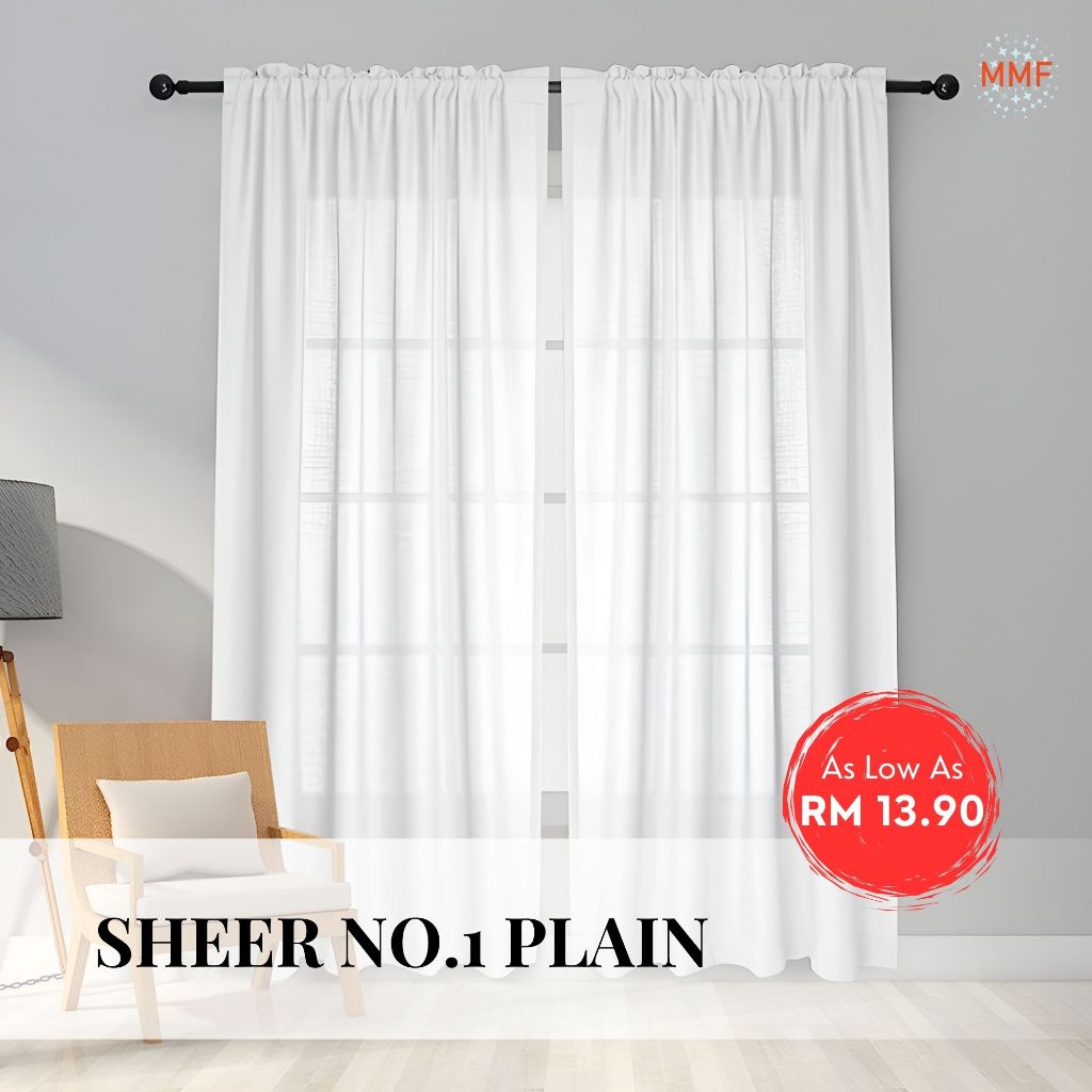 May15 LTD Langsir jarang warna putih SHEER Day Curtain🌅 rod pocket