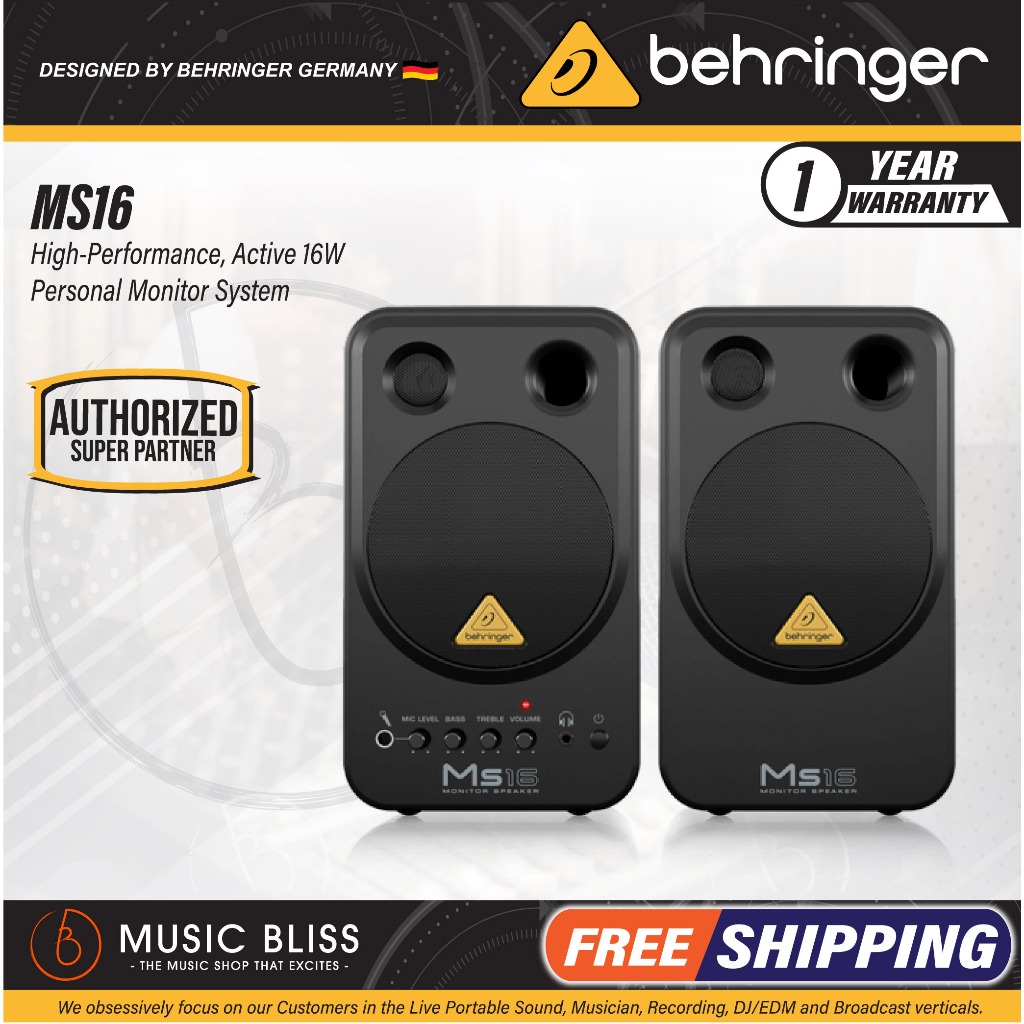 Behringer MS16 16-watt Powered Monitor System - Pair (MS-16) | Shopee ...