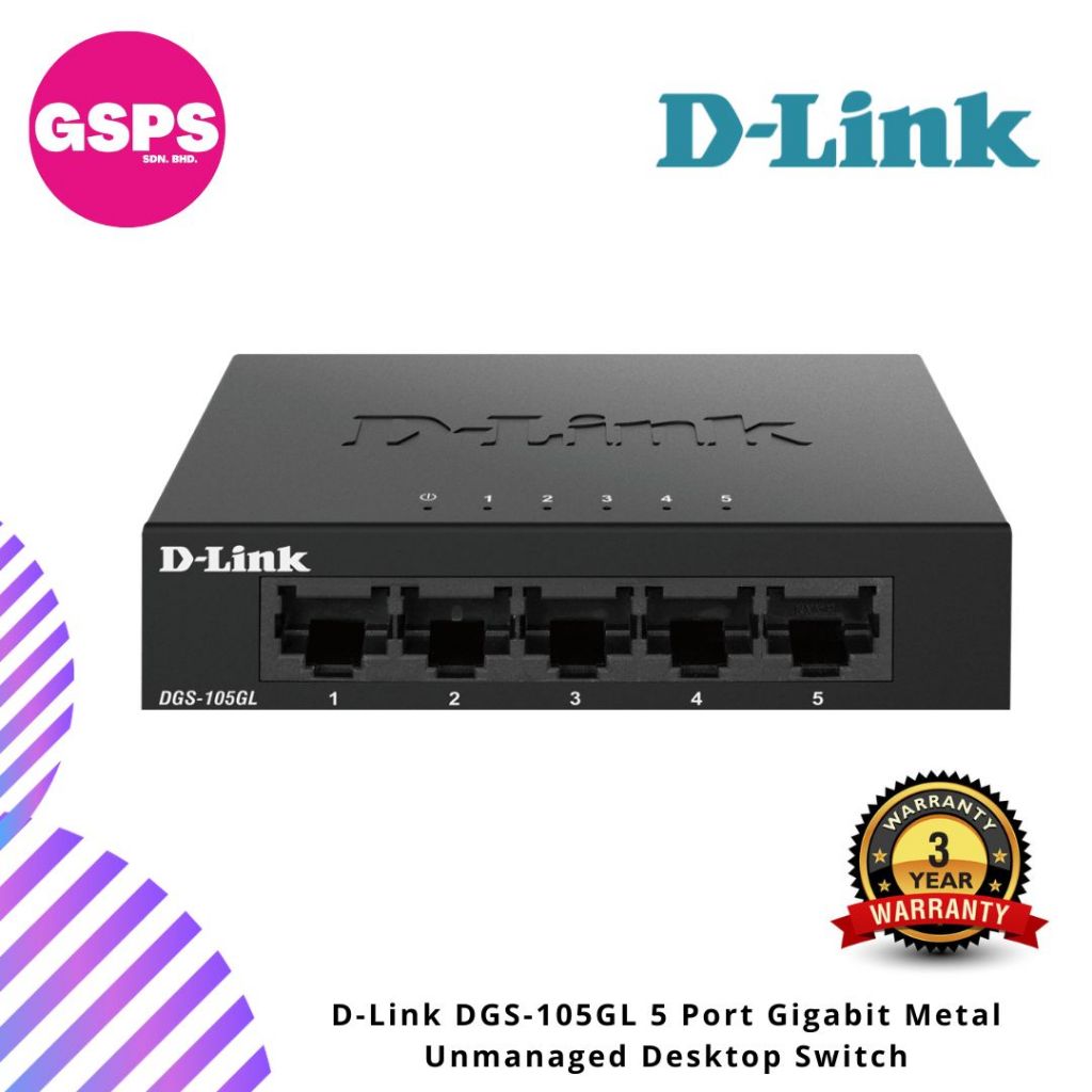 D-Link DGS-105GL 5 Port Gigabit Metal Unmanaged Desktop Switch | Shopee ...