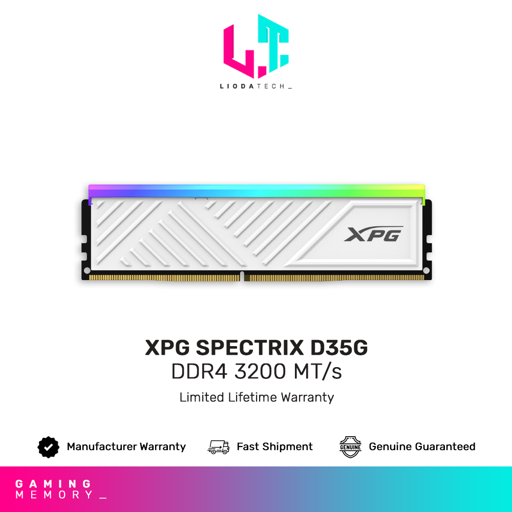 XPG Spectrix D35G DDR4 RGB White Gaming RAM 3200MHZ (8GB / 16GB / 32GB ...