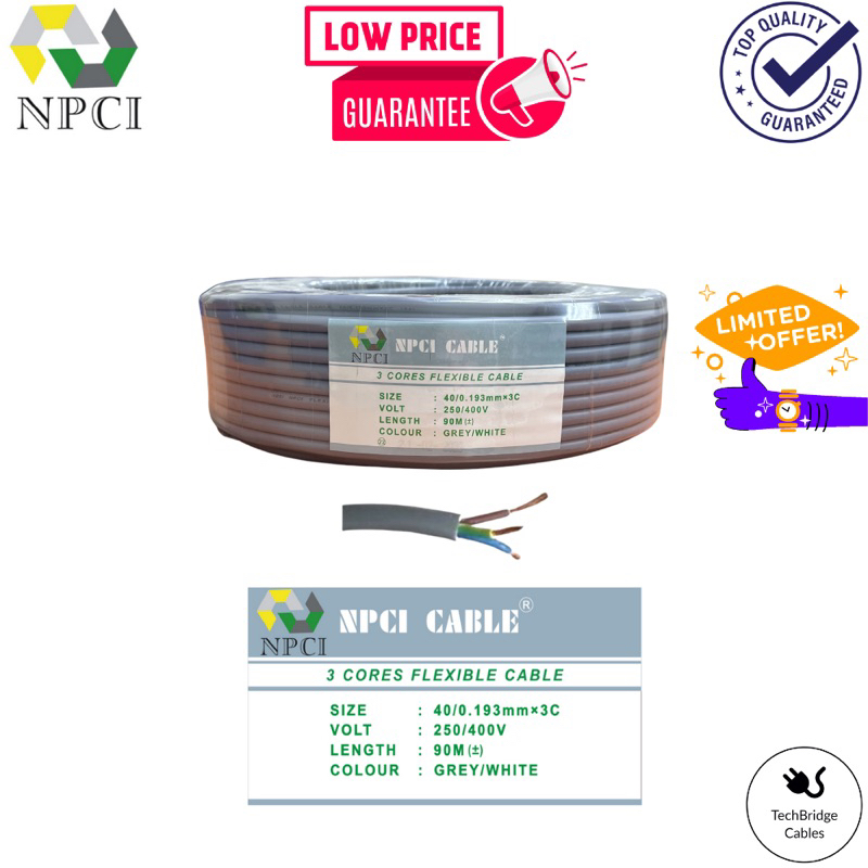 NPCI (40/0.193) 3 Core Flexible Cable Grey 90 (±) Shopee Malaysia