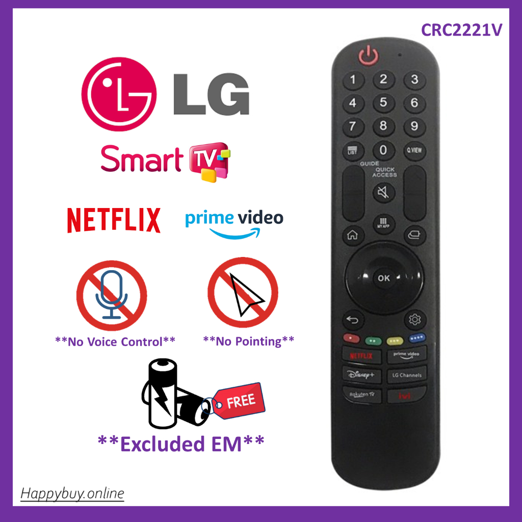 Compatible for LG 4K UHD Android Smart TV Remote Control CRC2221V Universal  LG Smart TV Non Magic Remote | Shopee Malaysia