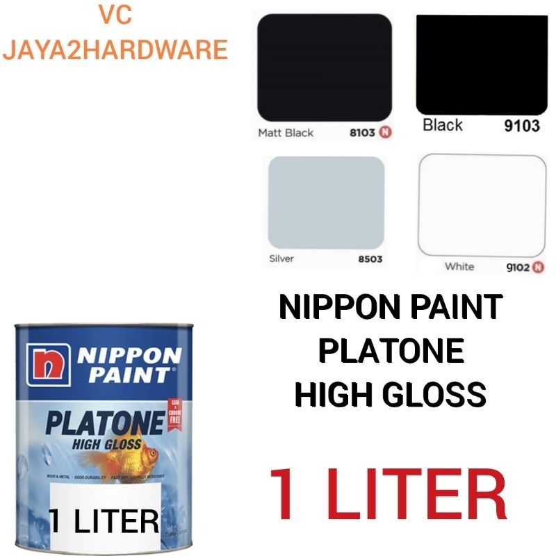 NIPPON PAINT PLATONE HIGH GLOSS 1 LITER WOOD&METAL( CAT MINYAK ...