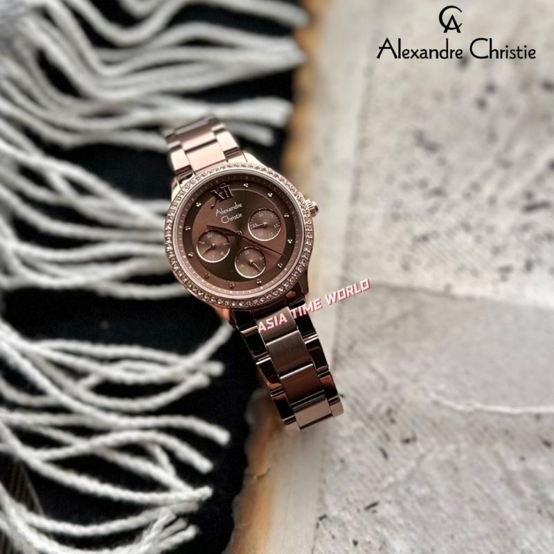 Alexandre Christie AC 2A48 BFBROBO Multifunction Women s Watch with Brown Dial Brown Stainless Steel Official Shopee Malaysia