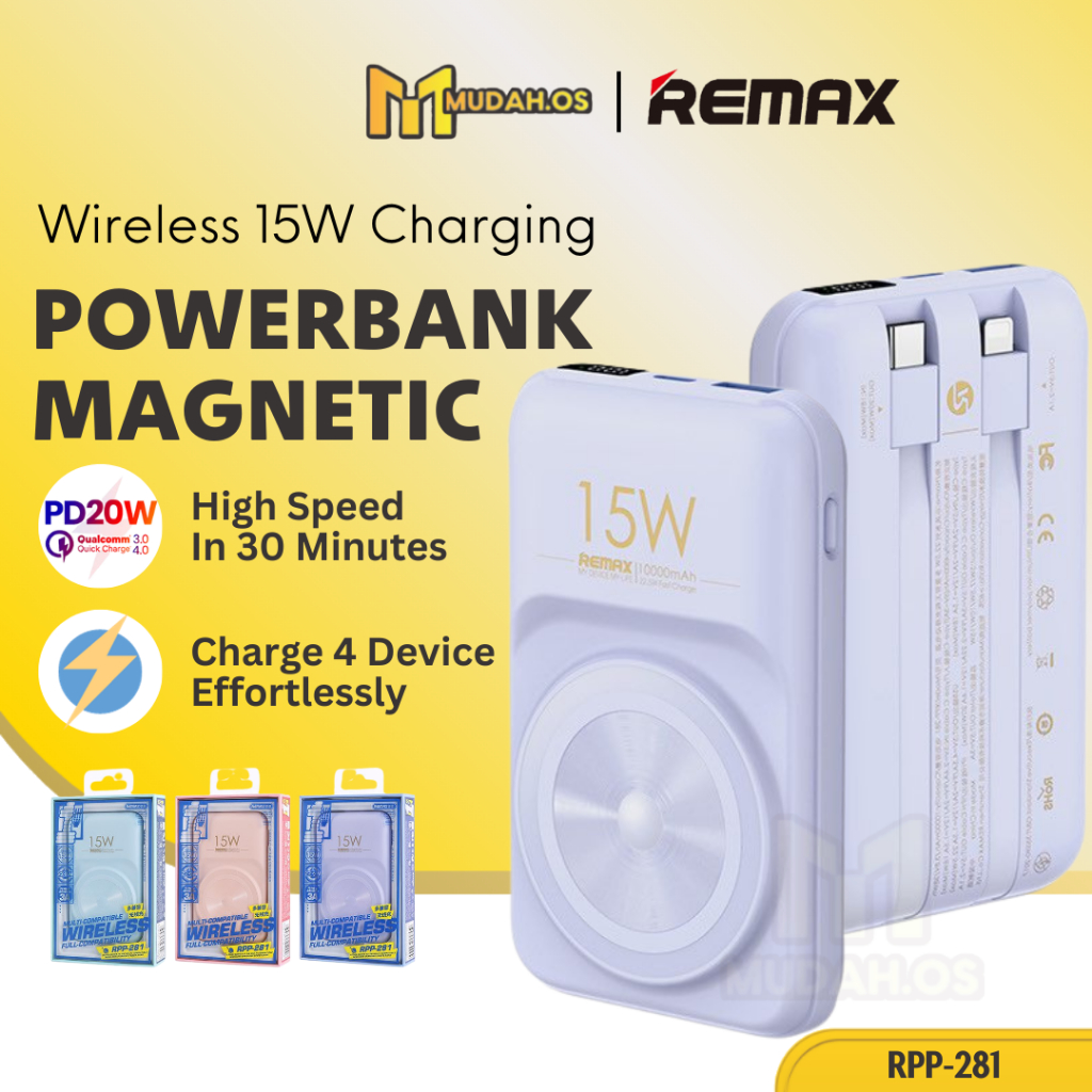 REMAX Wireless Qi Powerbank Magnetic Fast Charging 10000mah Pawer Bank ...
