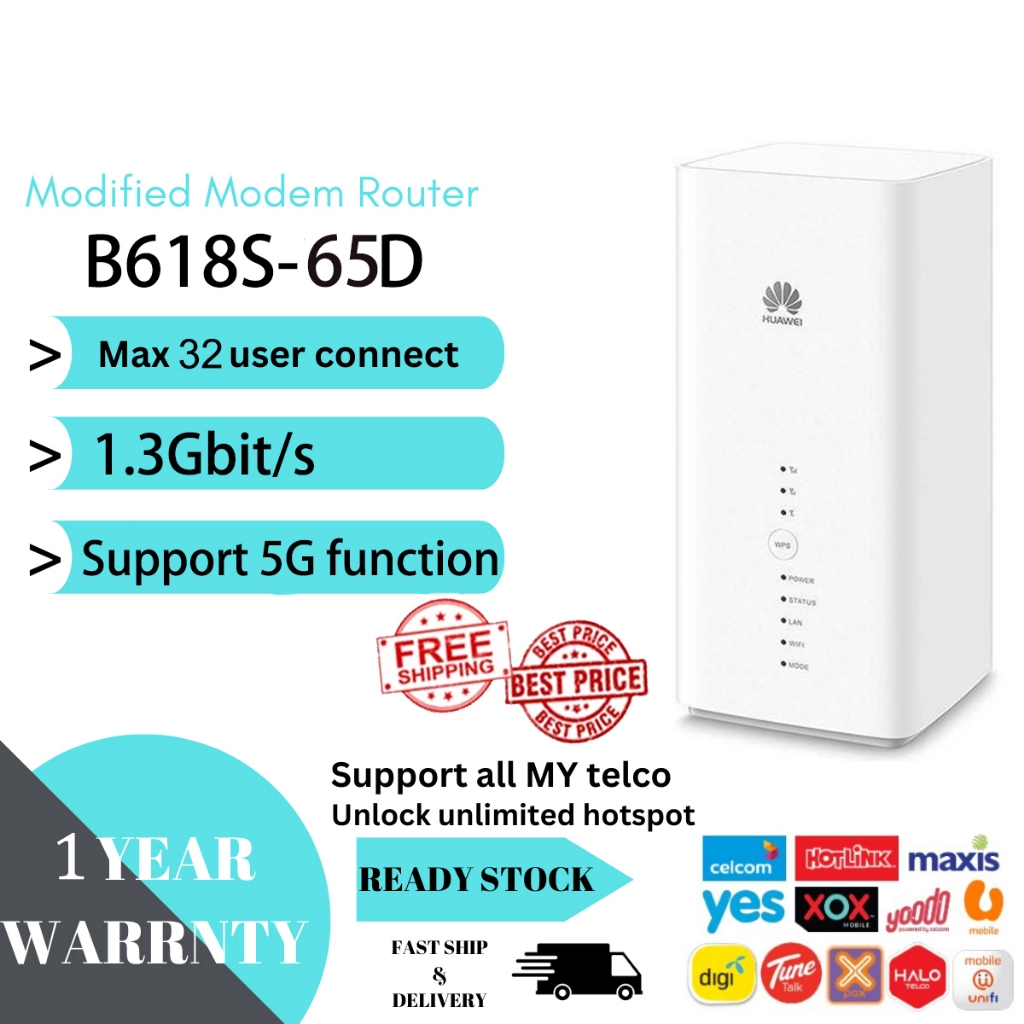 Modified Unlimited Hotspot Huawei B618 B618S65D B818263 4G/5G LTE