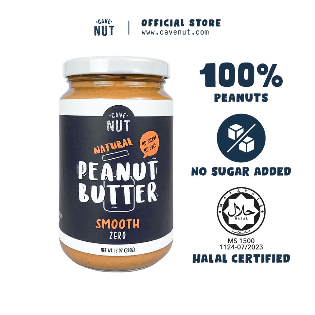 (No Sugar/Salt Added) CaveNut Smooth Peanut Butter Zero 380g (Halal