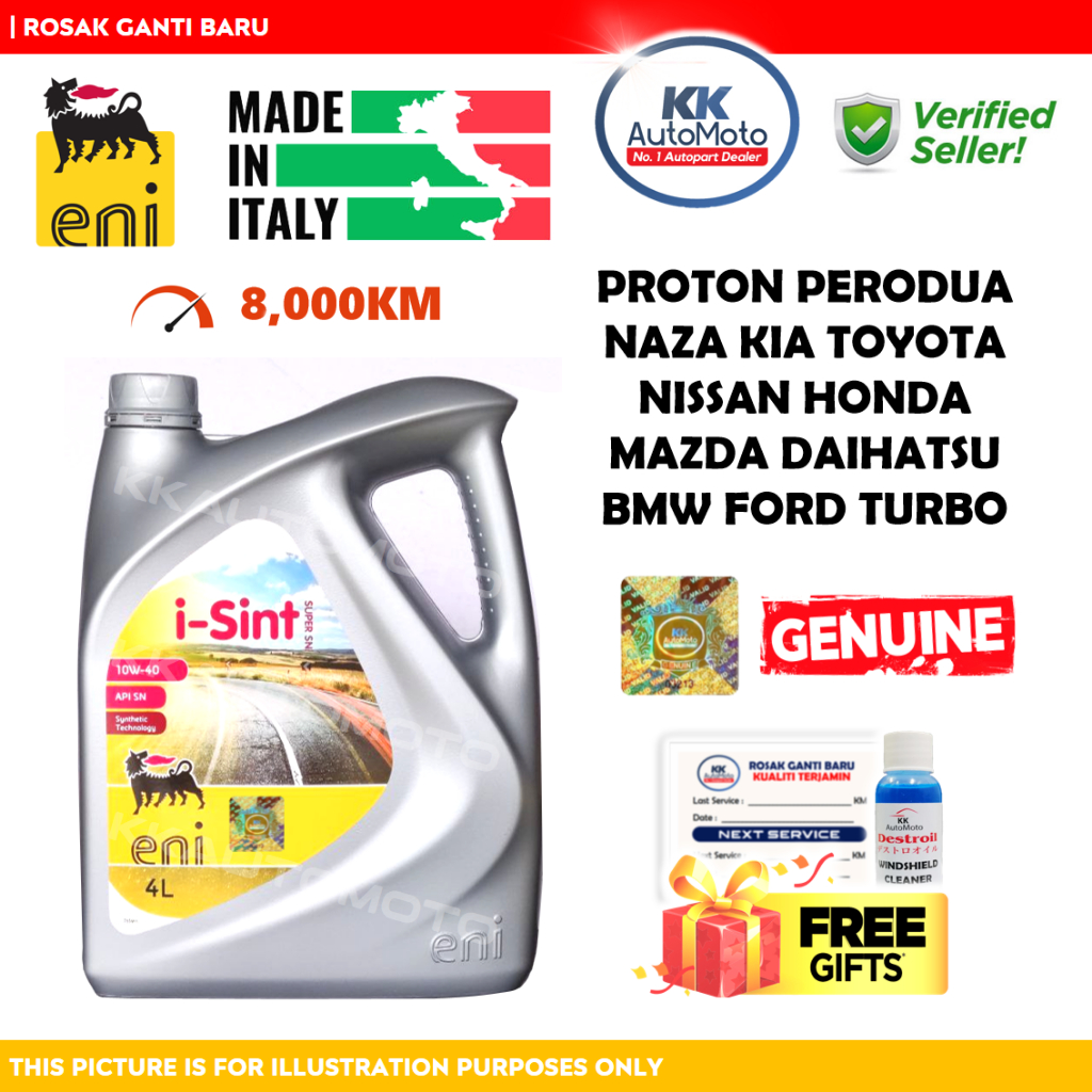 Genuine ENI 10W40 i-Sint Italy Super API SN 10W-40 4L Semi Synthetic ...