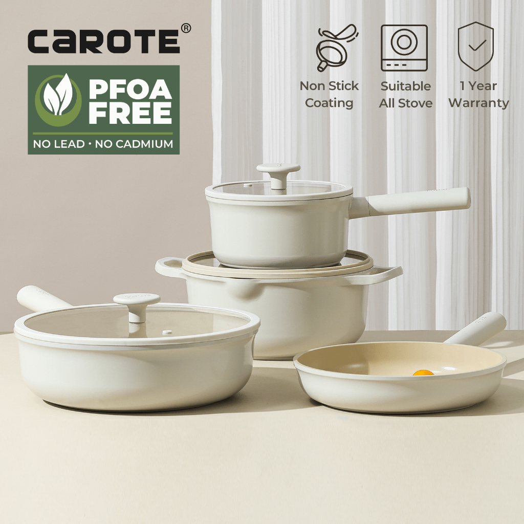 Carote Frying Pan Pot Set of 7, Ceramic Coating, NonStick, Dishwasher