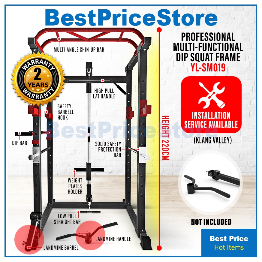 BPS Gym Grade Multi Function Power Squat Rack Gym Station Chin Up Pull Dip Smith Weight Lifting Machine SM019 Shopee Malaysia