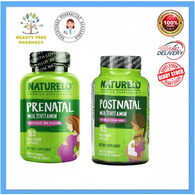 Naturelo Prenatal / Postnatal Multivitamin with Folate, Iron, Calcium 180 Vegetarian Capsules