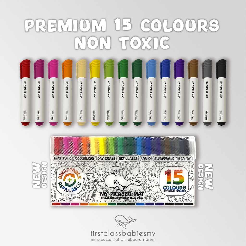 NEWLY LAUNCHED 15 COLOURS My Picasso Mat -Whiteboard Marker- non toxic  toddler kid washable marker