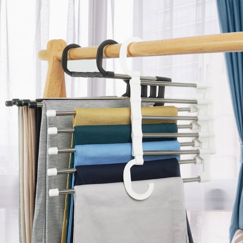 5-tube stainless steel trouser rack retractable and foldable ...
