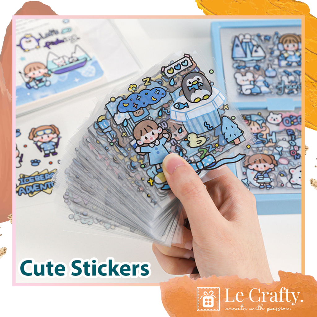 Lecrafty - 100 Pcs/ 25pcs box Cute Girl Cartoon Stickers Tape Set No ...