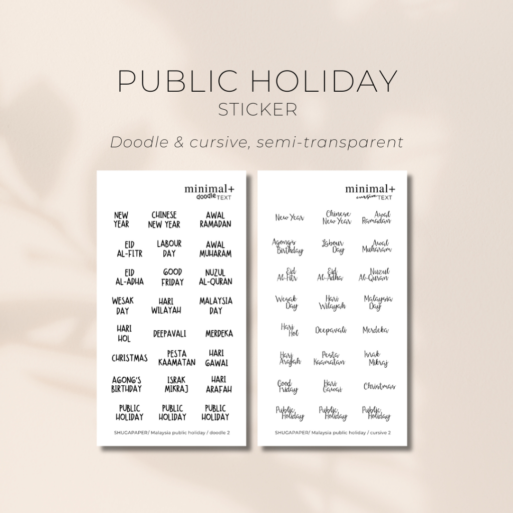 Malaysia Public Holiday In Doodle Cursive Font Deco Planner Journal