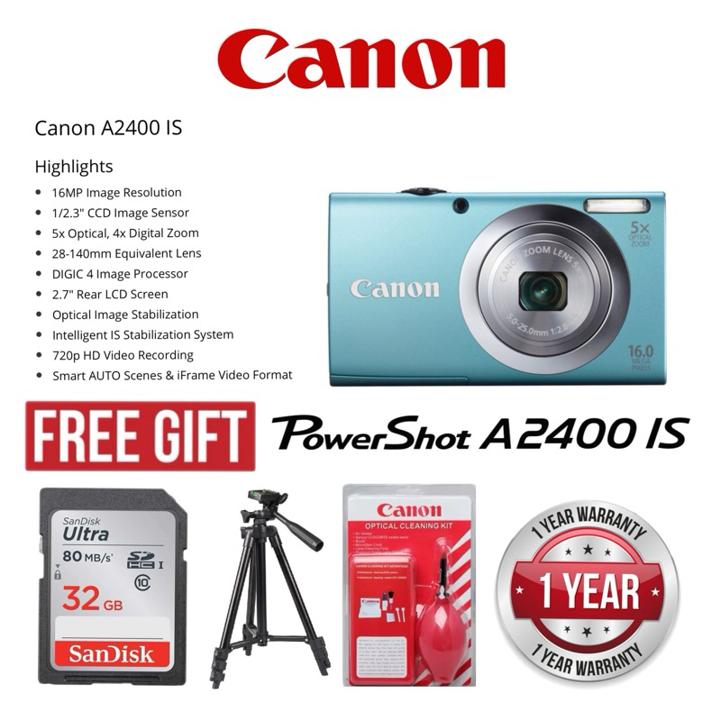 CANON POWERSHOT A2400 IS IMAGES STABILIZER (1 YEARS WARRANTY) | Shopee ...