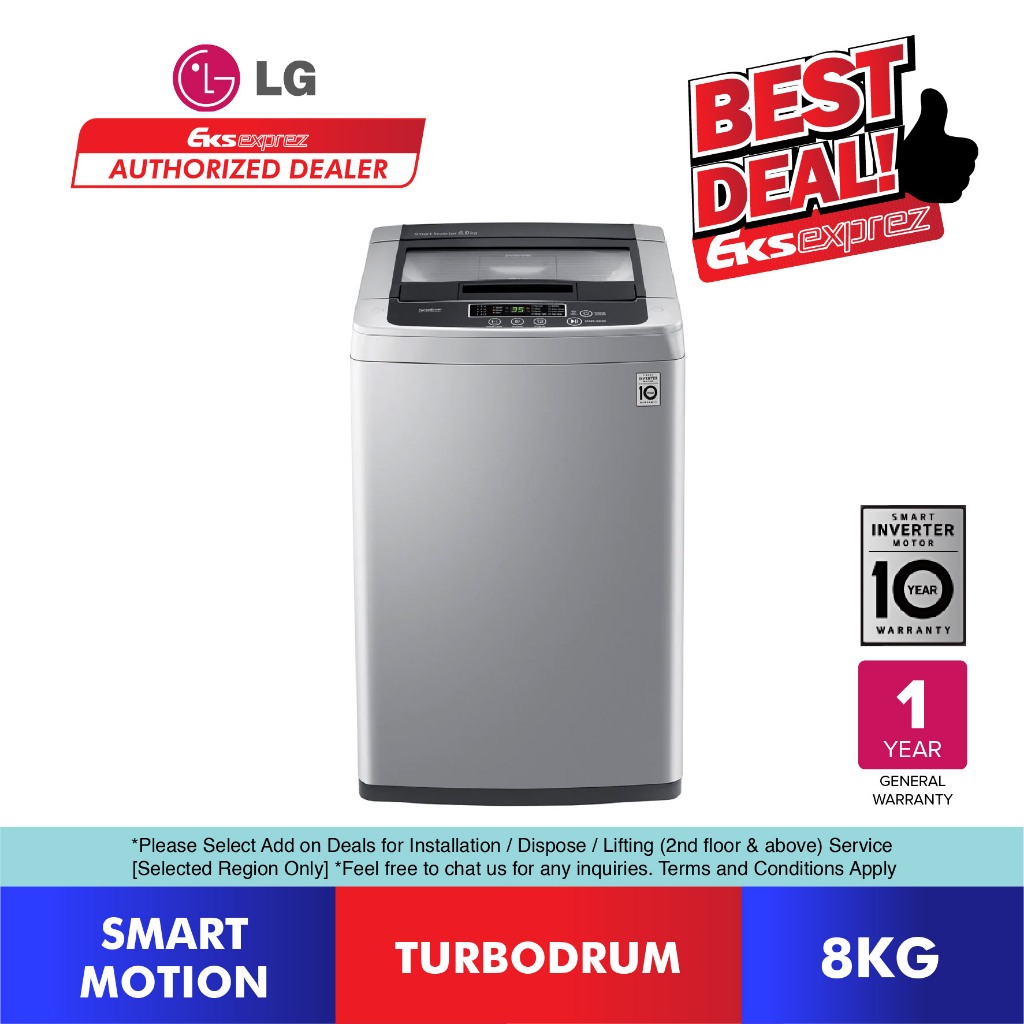 LG Top Load Washing Machine (8kg) T2108VS3M with Smart Inverter Washer