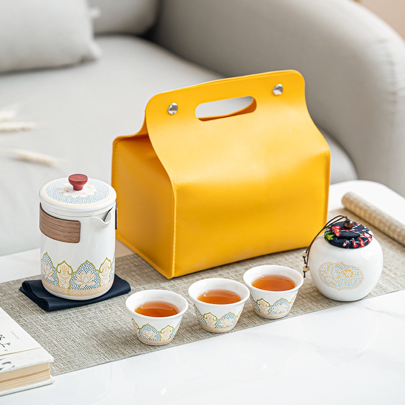 Ancient Rhyme Chinese Tea Set Portable Yellow Bag Travel Set Kung Fu ...