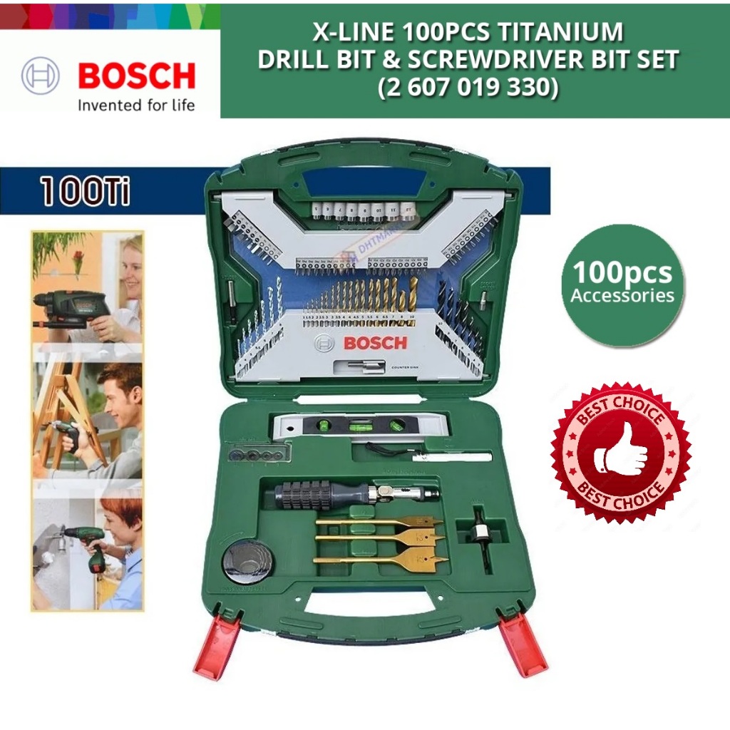Bosch 100pcs XLine Titanium Drill Bit & Screwdriver Bit Set Shopee