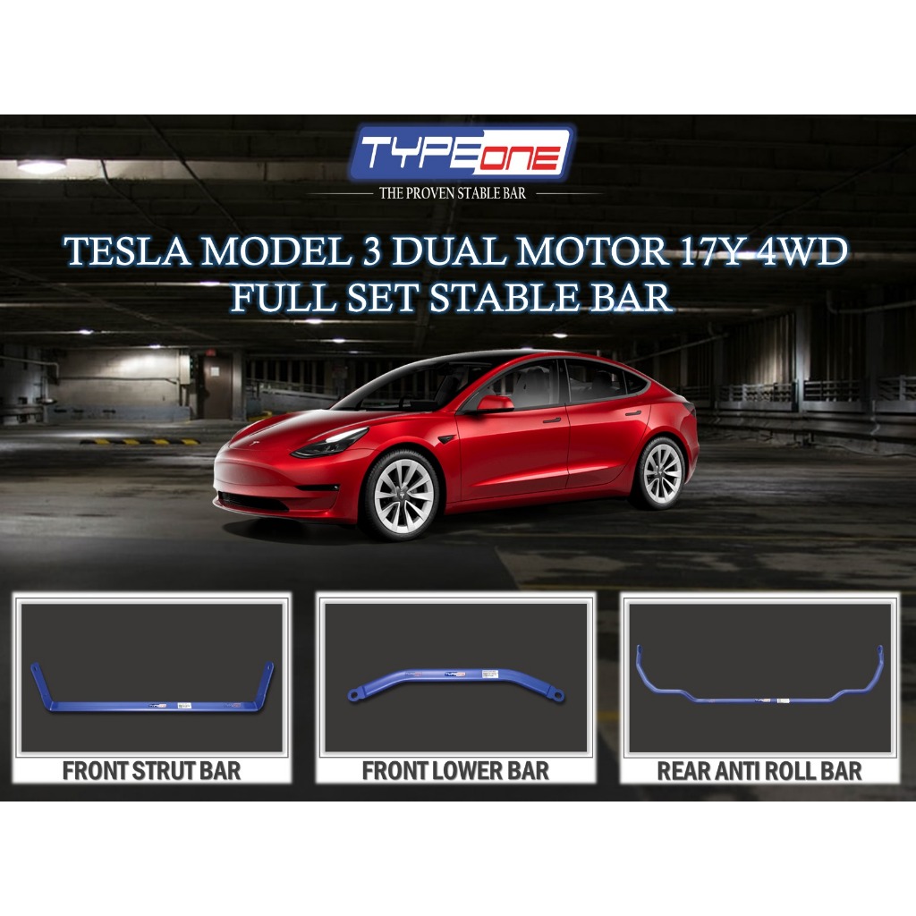 TYPEONE Tesla 3 4WD Dual motor front side rear middle anti Struct roll ...
