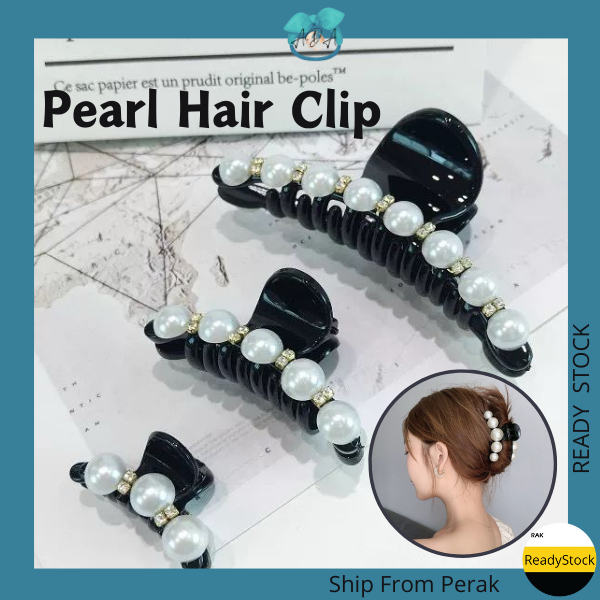 AIDA. Pearl Hair Clip Diamond Korean Jewelry Elegant Woman Girl Long ...