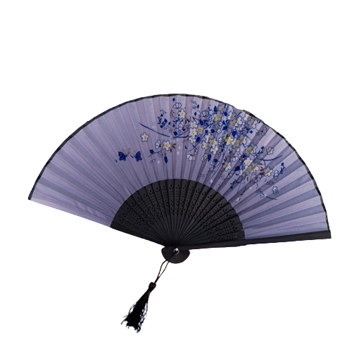 Elegant Floral Black Bamboo Hand Fan Kipas Tangan Lipat Buluh Corak ...