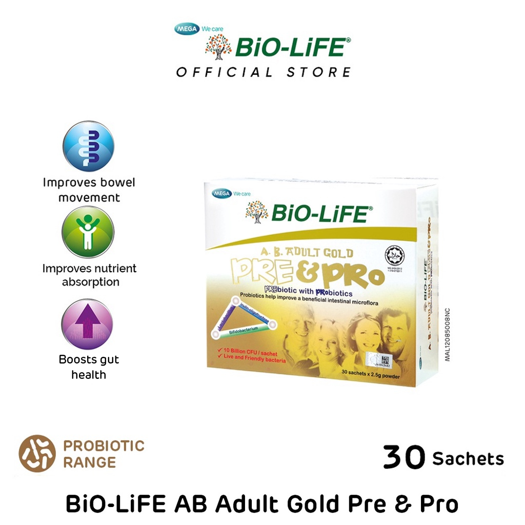 Bio Life A B Adult Gold Pre And Pro 30 Sachets Expiry Date January 2026