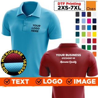 NO MOQ Custom Print Polo Shirt Microfiber Jersey 160gsm Oren Sport QD06 Light Weight Size 2XS 7XL Print Own Logo Shopee Malaysia