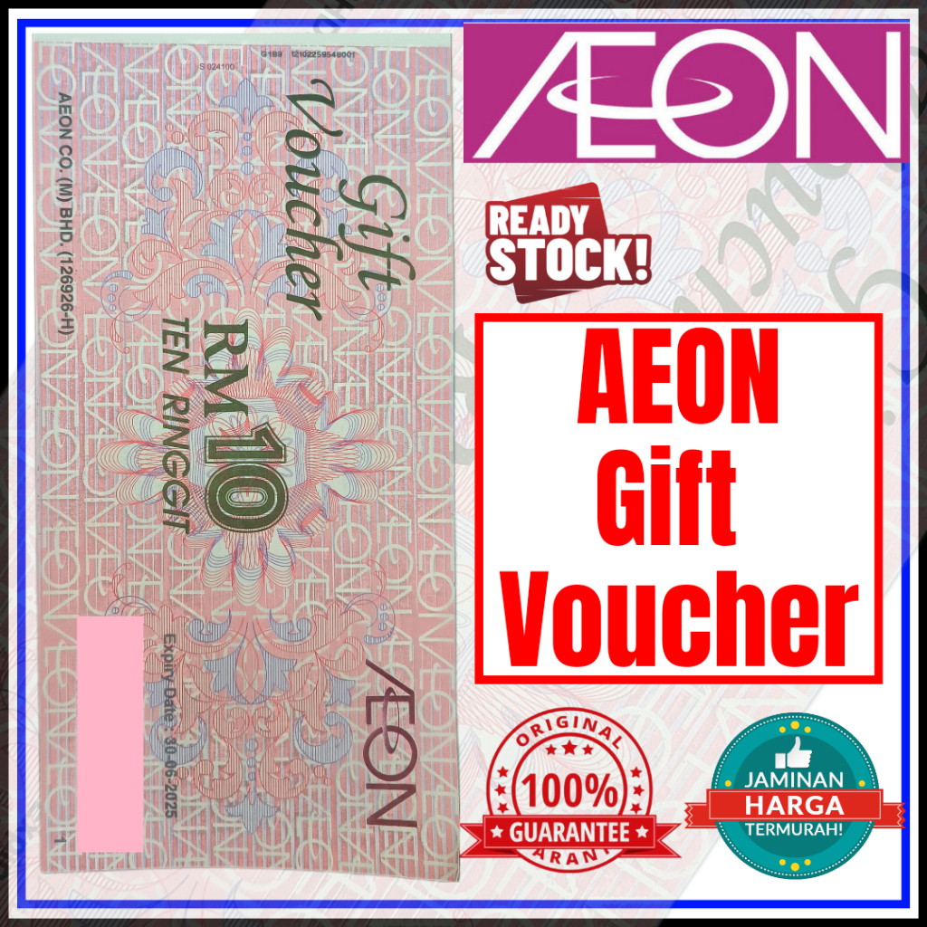 AEON RM 10 GIFT VOUCHER 30/06/2025 BAUCAR JUSCO RM10 TEN RINGGIT