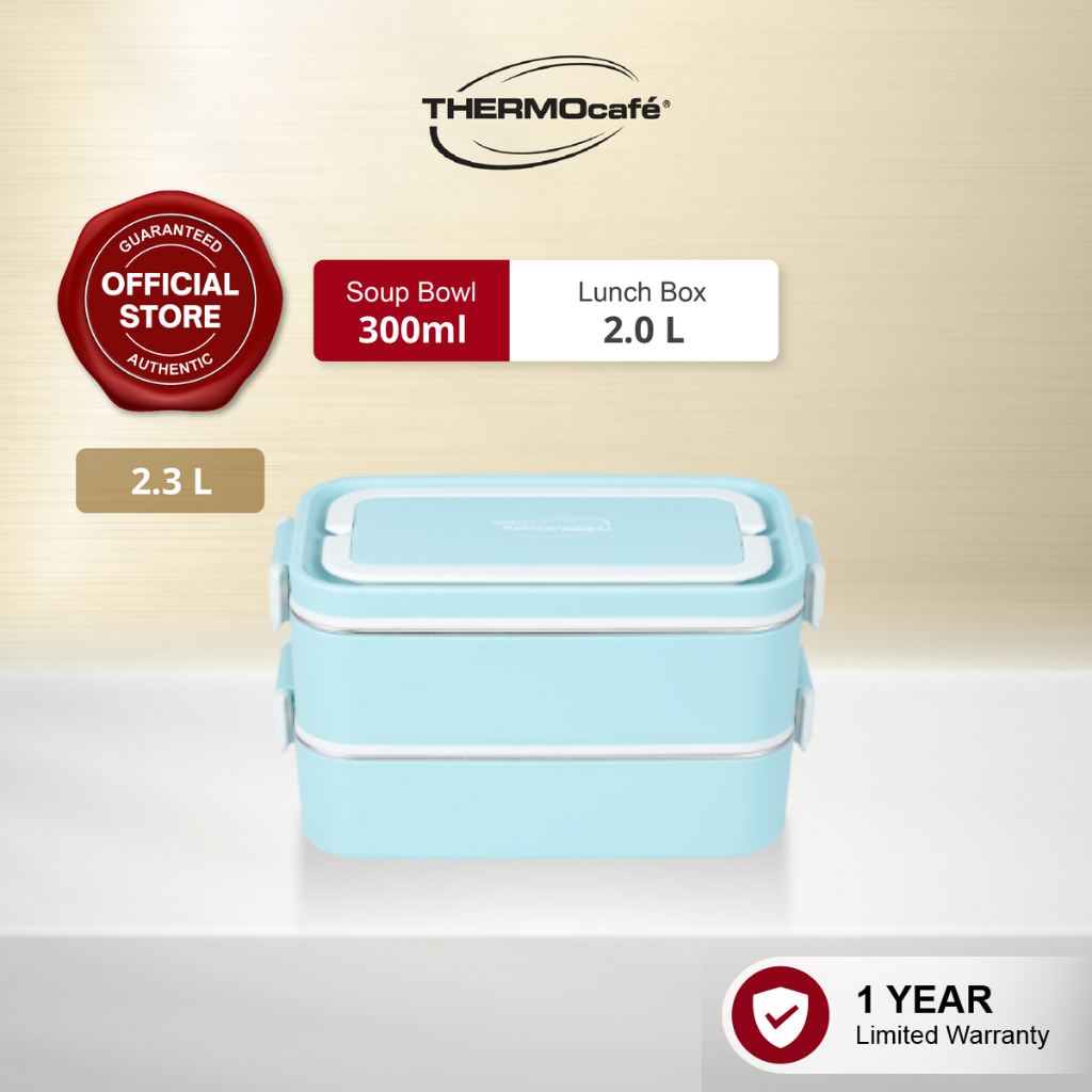 Thermocafe Stainless Steel Lunch Box with PP Lid (2.0L) & Soup Bowl