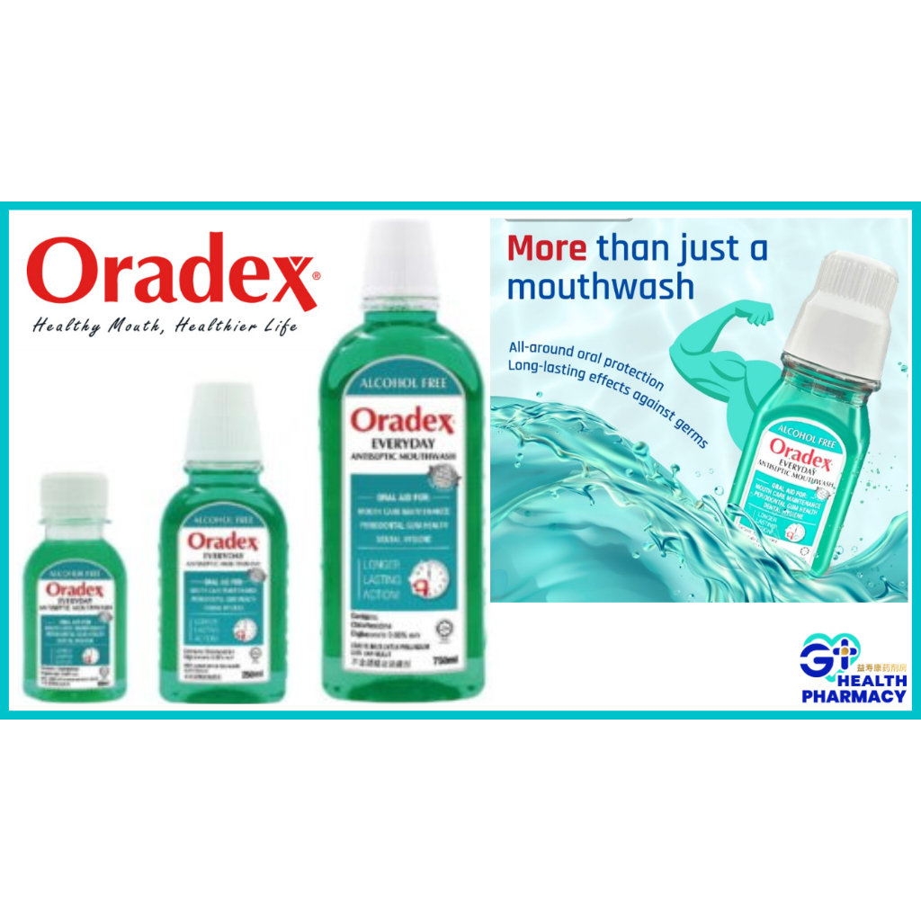Oradex Everyday Antiseptic Mouthwash (90mL/250mL/750ml) | Shopee Malaysia