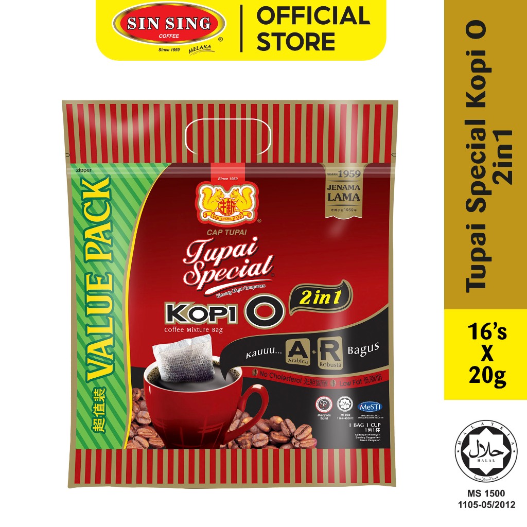 CAP TUPAI Melaka Special Kopi O Bag Arabica + Robusta (16's x 10g ...