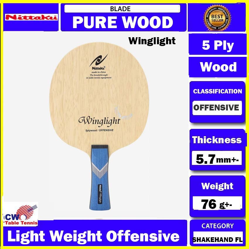 Nittaku Winglight is a light weight offensive wood blade TABLE TENNIS ...