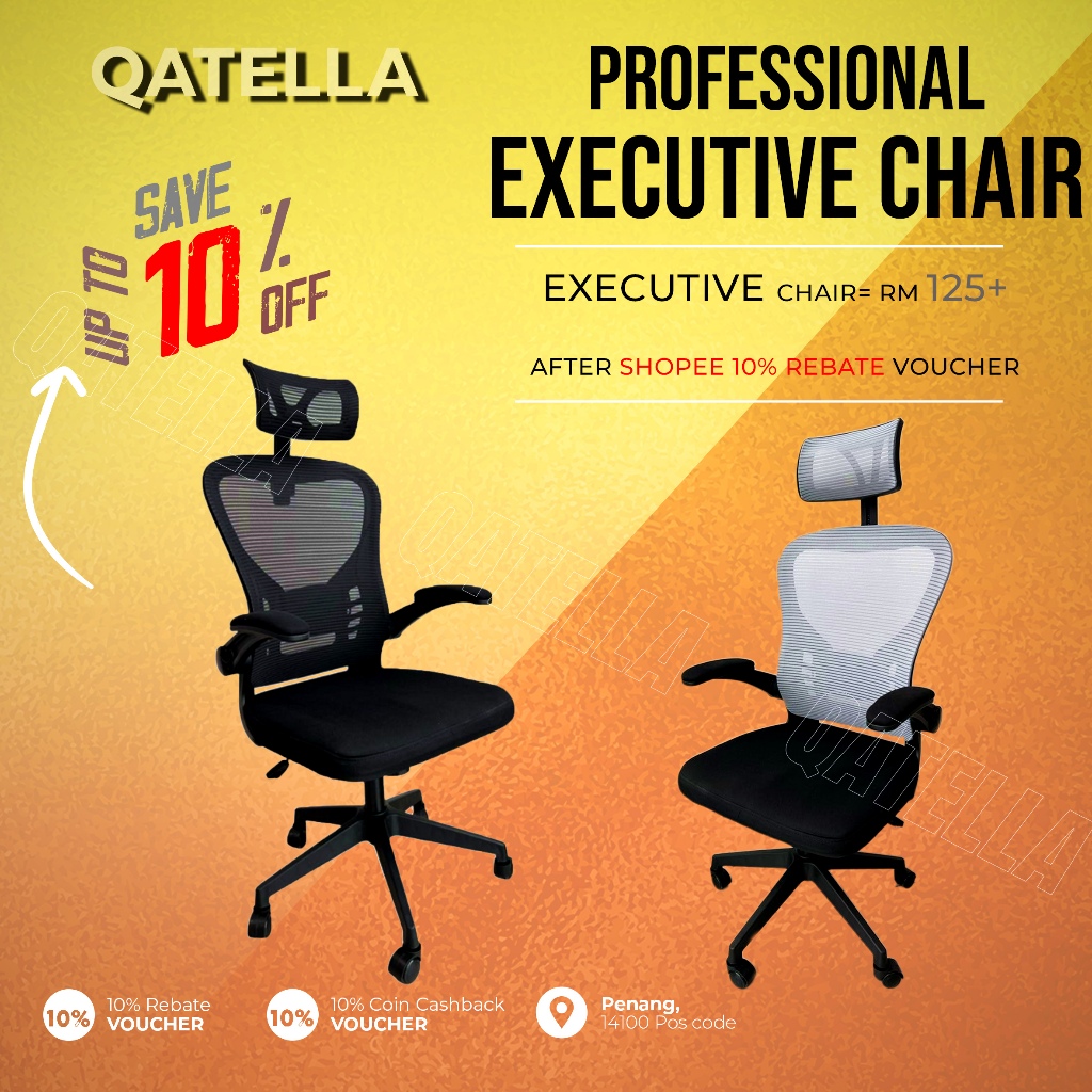 Qatella Study Chair Office Chair For Home Ergonomic Chair Kerusi Office