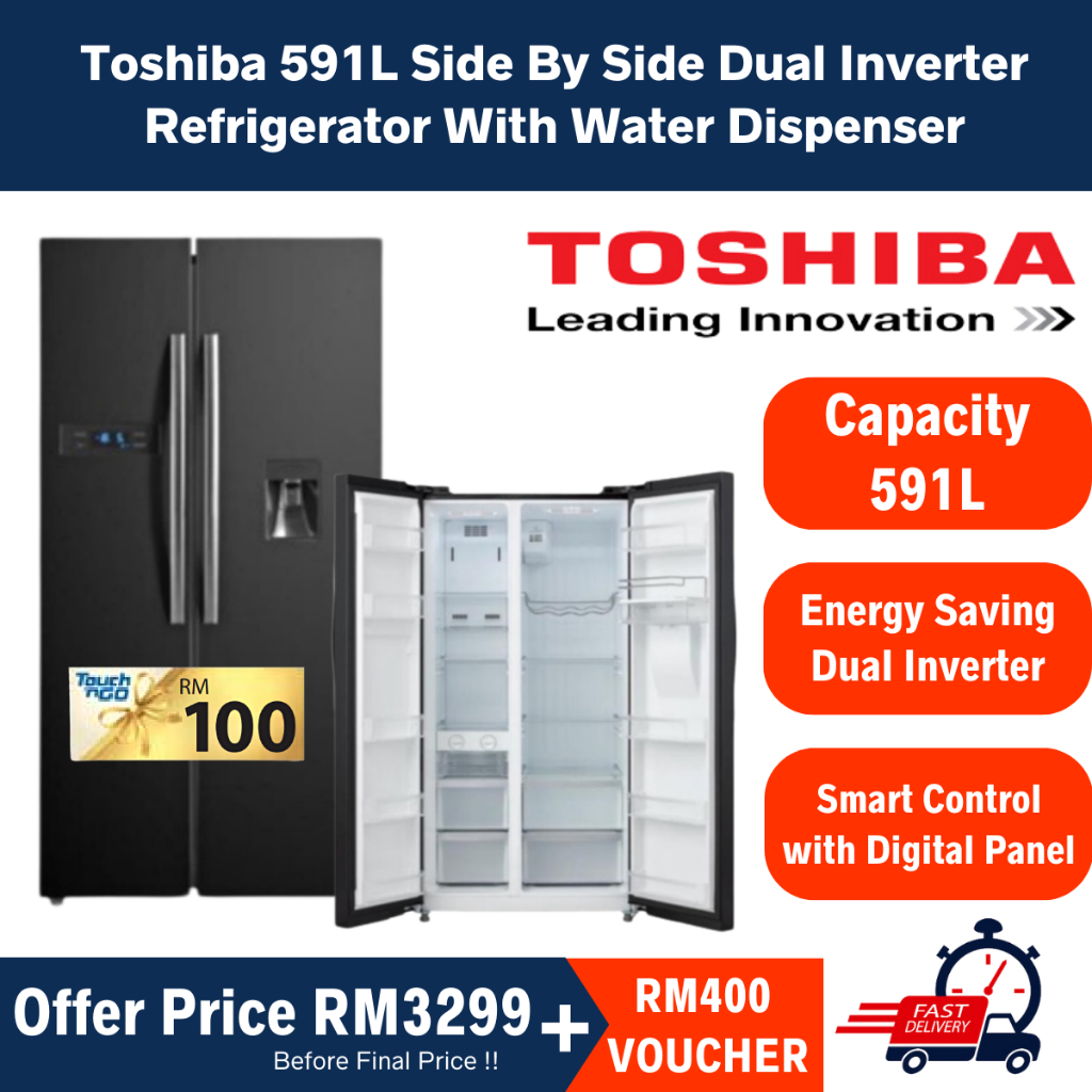 [FREE SHIPPING] Toshiba 591L Side By Side Dual Inverter Refrigerator ...