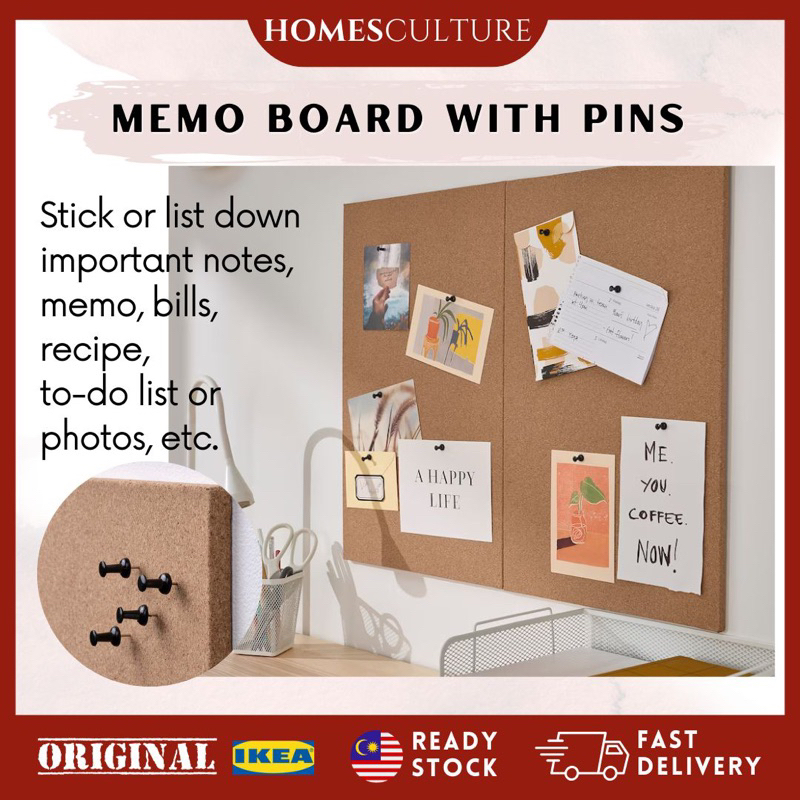 FLONSA Memo Board With Pins Notice Board With Pins Stickey Notes To Do