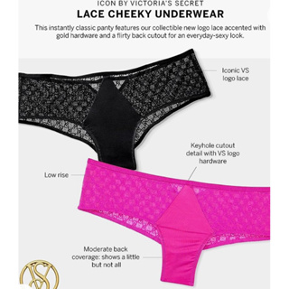 Victoria's Secret Lace Trim Cheeky Panty Pale Sky Gray Underwear